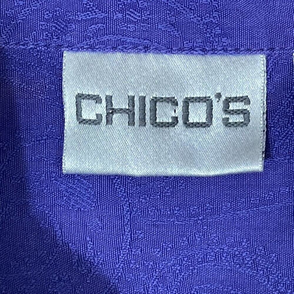 Chico's 100% Silk Shell Button Shirt Top Shacket Purple Texture Size 2 (M 12/14) - Picture 2 of 9